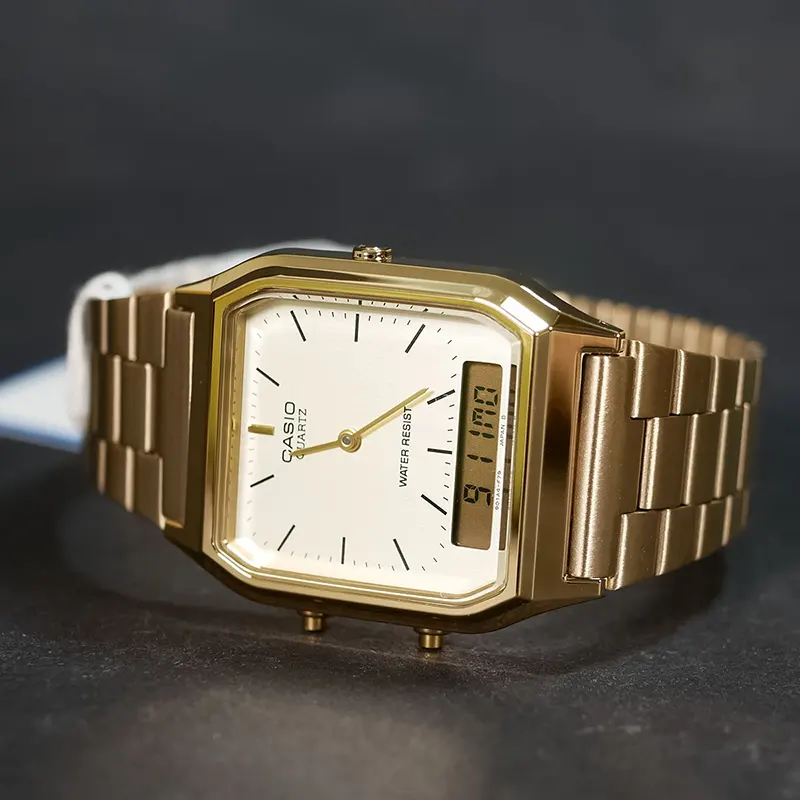 Casio Vintage Gold-tone Rectangular Watch-  AQ-230GA-9DMQ